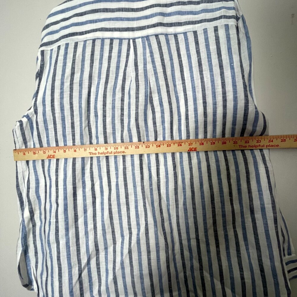 TWO by Vince Camuto Shirt Women's XL Blue Button Down Stripes Beach Boho Minimal - Picture 3 of 11